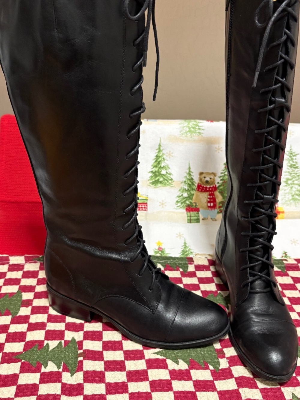 Black Knee High Leather Boots by Lauren Ralph Lauren